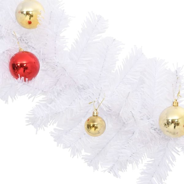 Grinalda de Natal decorada com enfeites 10 m branco - Image 6