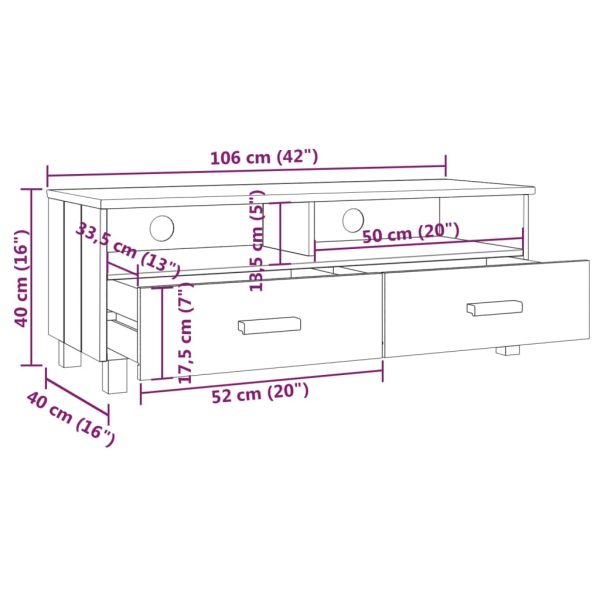 Móvel de TV HAMAR 106x40x40 cm pinho maciço branco - Image 8