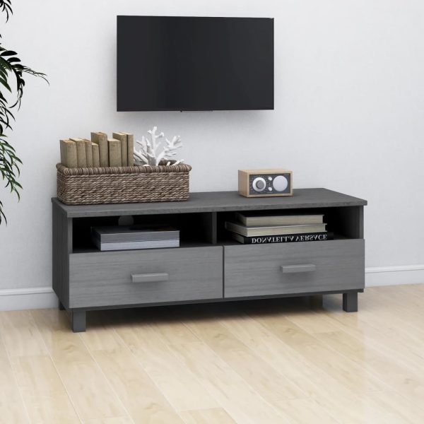Móvel de TV HAMAR 106x40x40 cm pinho maciço cinza-escuro - Image 7