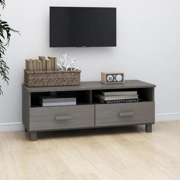 Móvel de TV HAMAR 106x40x40 cm pinho maciço cinza-claro - Image 7