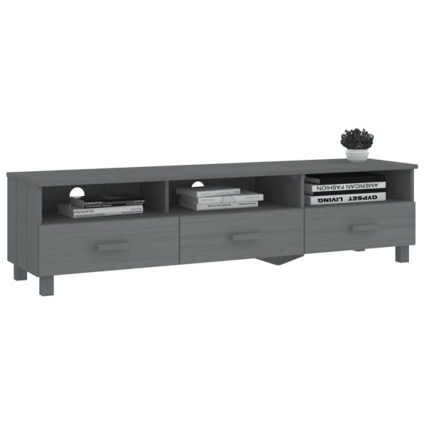 Móvel de TV HAMAR 158x40x40 cm pinho maciço cinza-escuro - Image 6