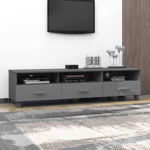 Móvel de TV HAMAR 158x40x40 cm pinho maciço cinza-escuro - Image 7