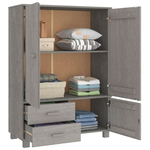 Roupeiro HAMAR 99x45x137 cm pinho maciço cinza-claro - Image 6