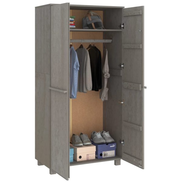 Roupeiro HAMAR 89x50x180 cm pinho maciço cinza-claro - Image 6
