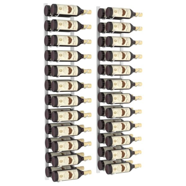 Garrafeira de parede para 24 garrafas 2 pcs ferro branco - Image 3