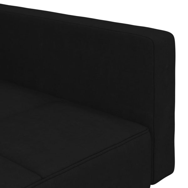 Sofá-cama de 2 lugares tecido de microfibra preto - Image 9