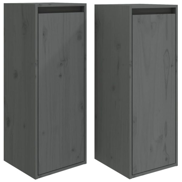 Armários de parede 2 pcs 30x30x80 cm pinho maciço cinzento - Image 2