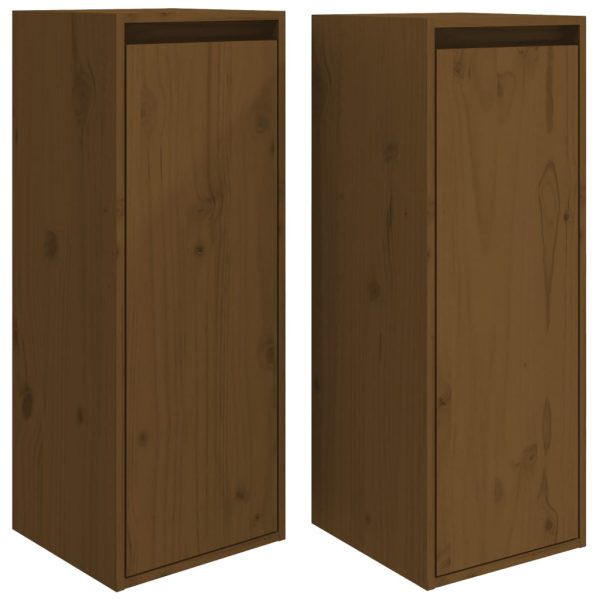 Armários de parede 2 pcs 30x30x80 cm pinho maciço castanho-mel - Image 2