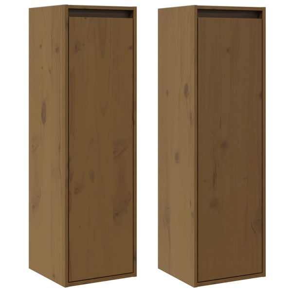 Armários de parede 2 pcs 30x30x100 cm pinho maciço castanho mel - Image 2