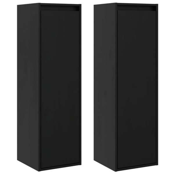 Armários de parede 2 pcs 30x30x100 cm pinho maciço preto - Image 2