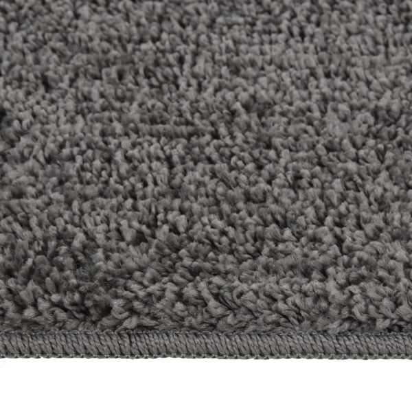 Tapete shaggy 80x150 cm antiderrapante cinzento-escuro - Image 2