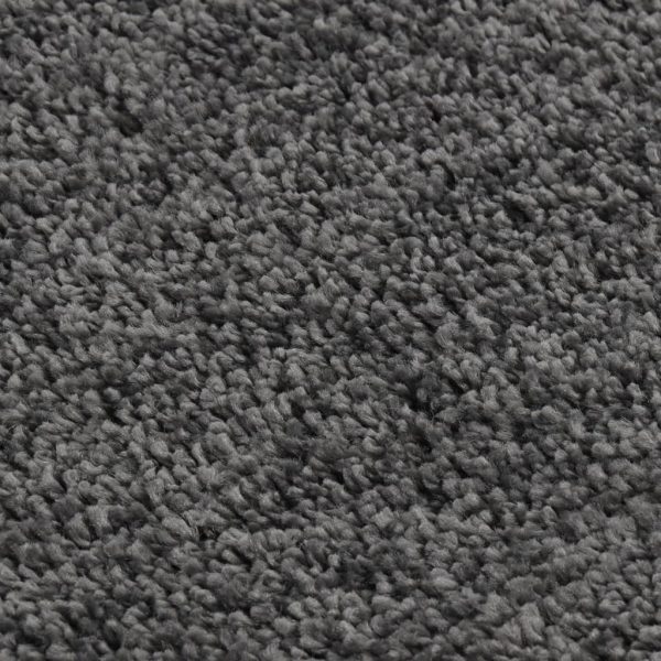 Tapete shaggy 80x150 cm antiderrapante cinzento-escuro - Image 4