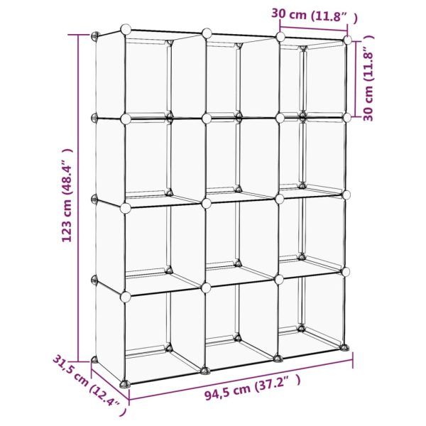 Organizador de arrumação com 12 cubos PP preto - Image 8
