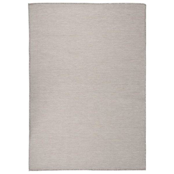 Tapete de tecido plano p/ exterior 140x200 cm cinza-acastanhado