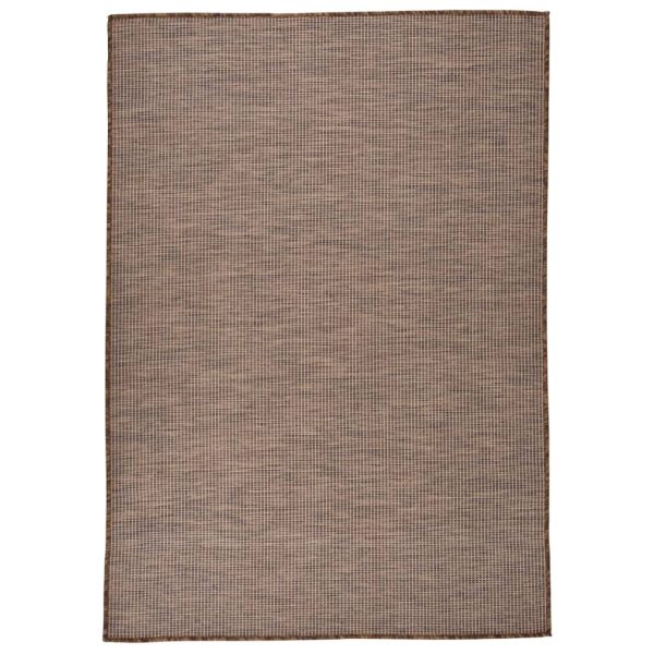 Tapete de tecido plano para exterior 160x230 cm castanho