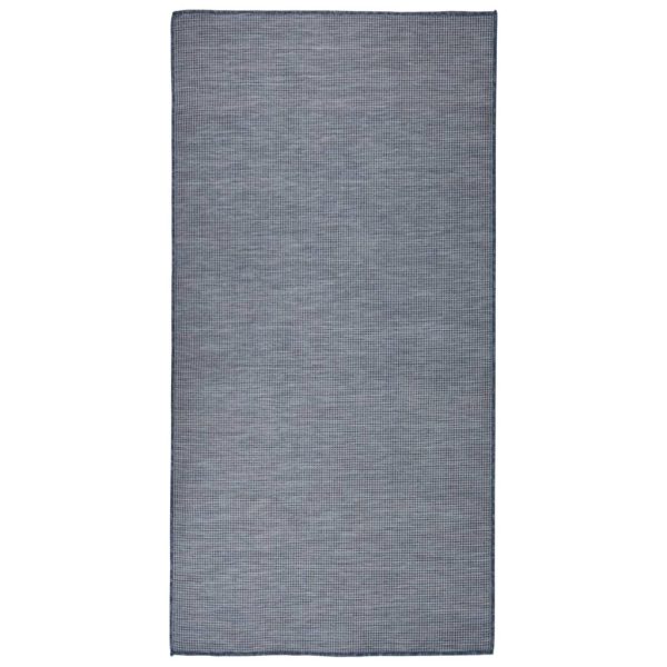 Tapete de tecido plano para exterior 100x200 cm azul