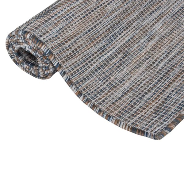 Tapete de tecido plano para exterior 80x150 cm castanho e azul - Image 3