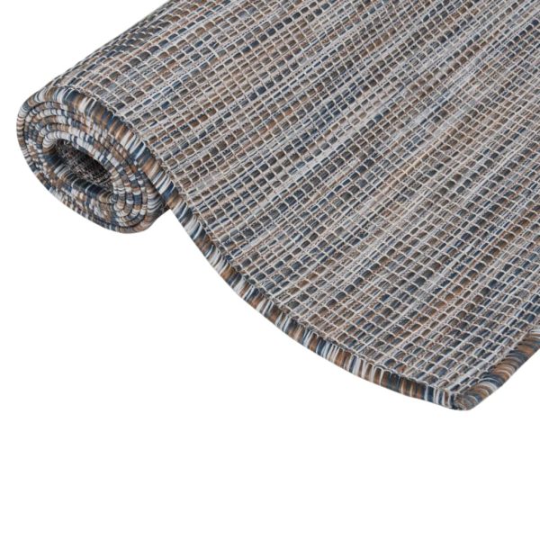 Tapete de tecido plano p/ exterior 100x200 cm castanho e azul - Image 3