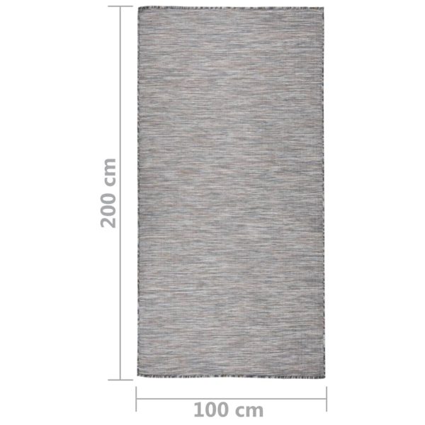 Tapete de tecido plano p/ exterior 100x200 cm castanho e azul - Image 6
