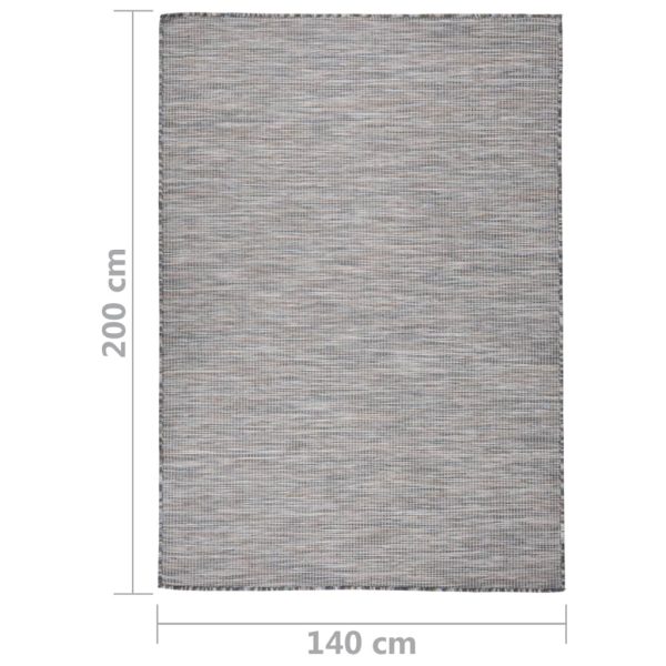 Tapete de tecido plano p/ exterior 140x200 cm castanho e azul - Image 6