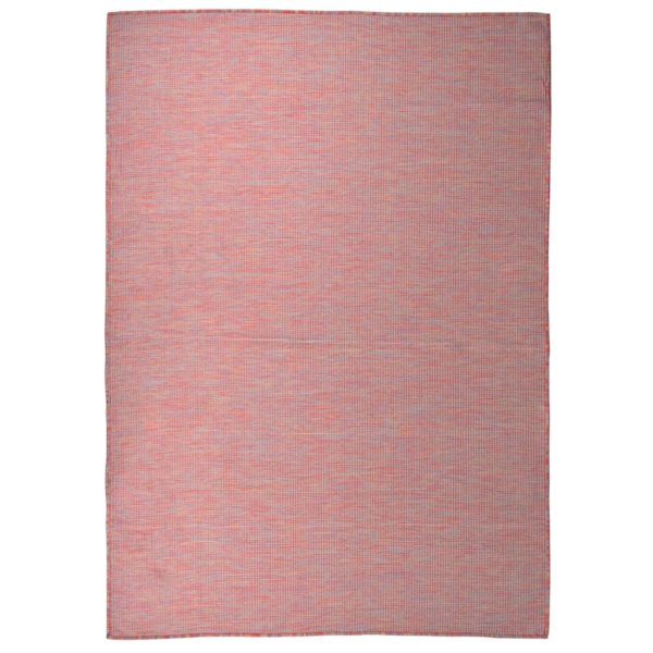 Tapete de tecido plano para exterior 140x200 cm vermelho