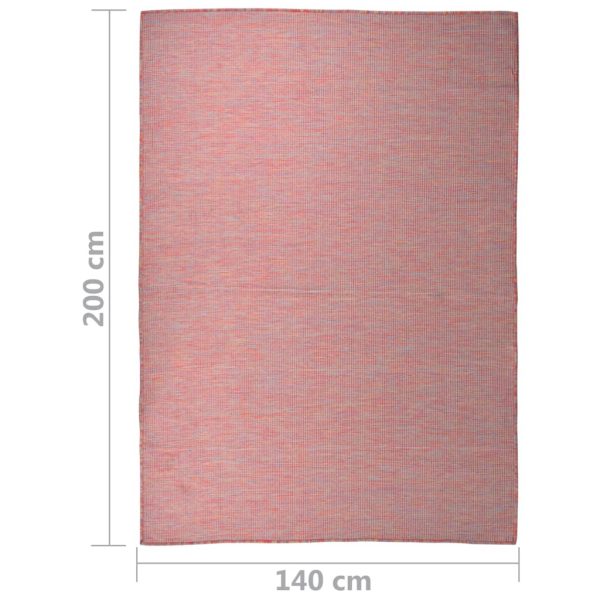 Tapete de tecido plano para exterior 140x200 cm vermelho - Image 6