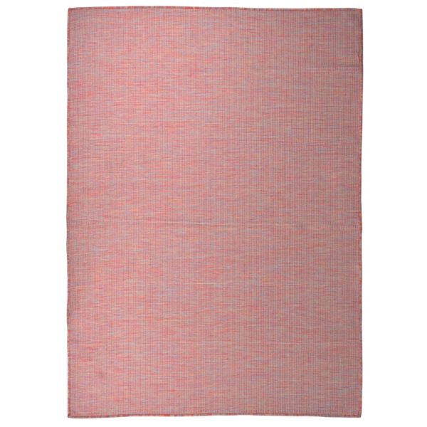 Tapete de tecido plano para exterior 200x280 cm vermelho