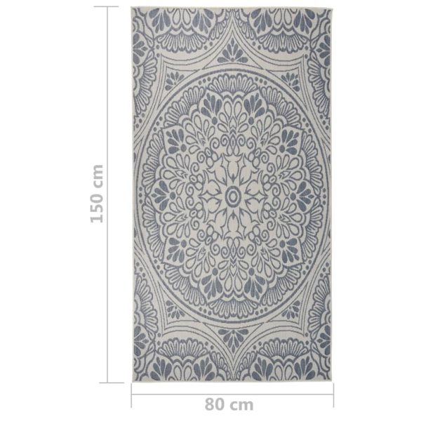 Tapete de tecido plano para exterior 80x150 cm padrão azul - Image 6