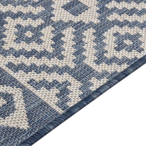 Tapete de tecido plano para exterior 120x170 cm riscas azuis - Image 4