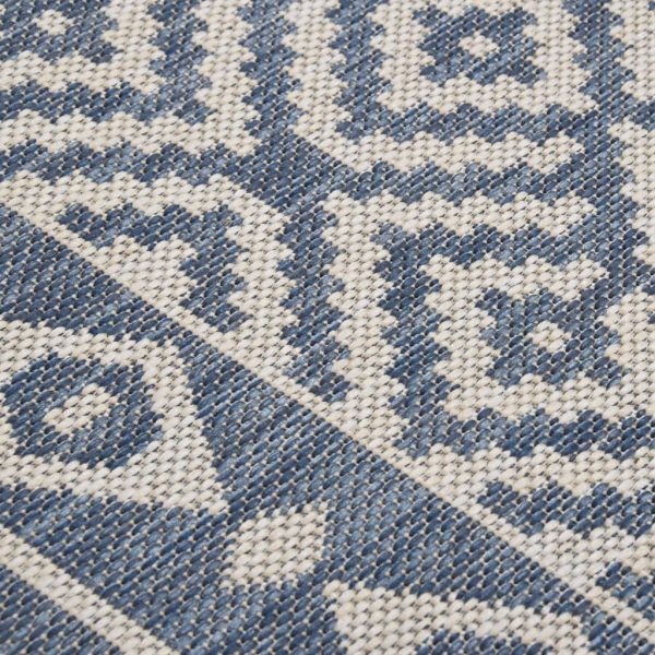 Tapete de tecido plano para exterior 120x170 cm riscas azuis - Image 5