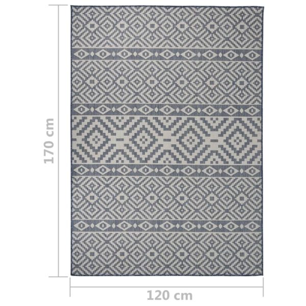Tapete de tecido plano para exterior 120x170 cm riscas azuis - Image 6