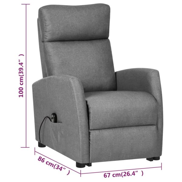 Poltrona reclinável elevatória tecido cinzento-claro - Image 11