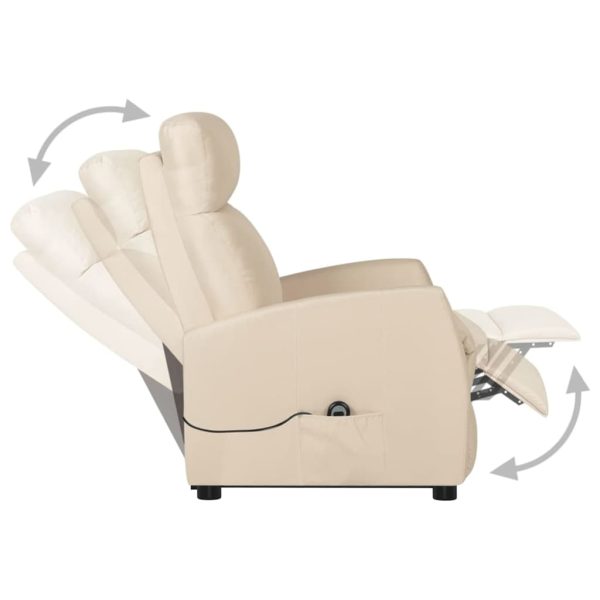 Poltrona reclinável elevatória tecido cor creme - Image 6
