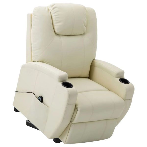 Poltrona reclinável elevatória couro artificial cor creme - Image 2