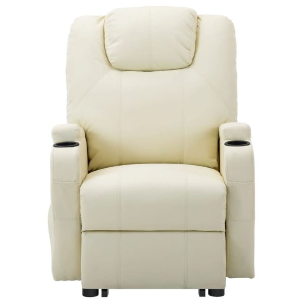 Poltrona reclinável elevatória couro artificial cor creme - Image 4