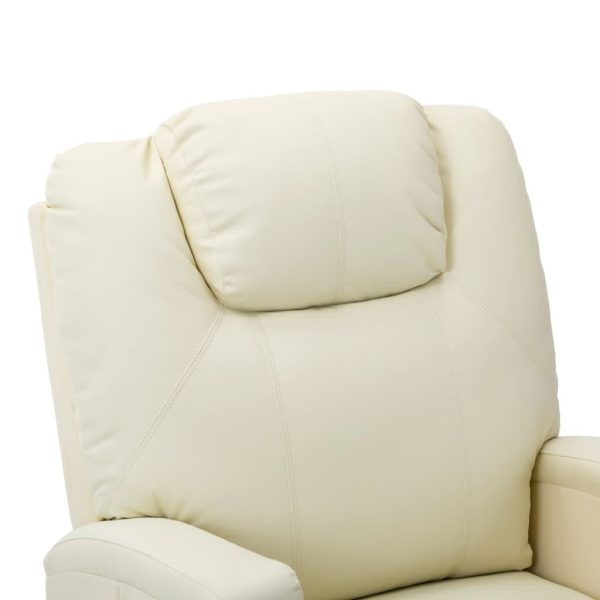 Poltrona reclinável elevatória couro artificial cor creme - Image 7