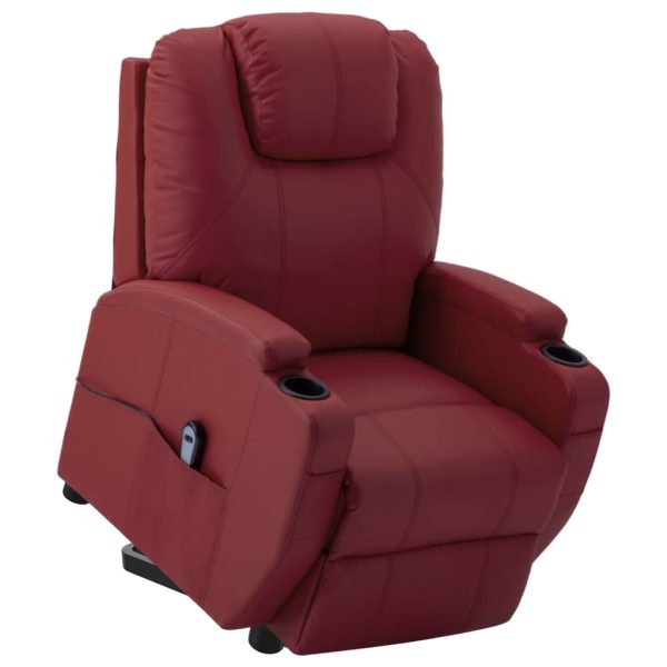 Poltrona reclinável elevatória couro artificial vermelho tinto - Image 2