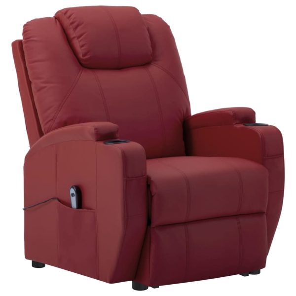 Poltrona reclinável elevatória couro artificial vermelho tinto - Image 3