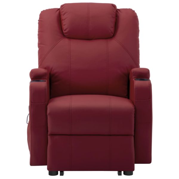 Poltrona reclinável elevatória couro artificial vermelho tinto - Image 4