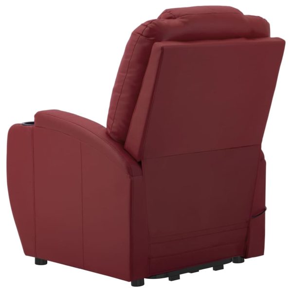Poltrona reclinável elevatória couro artificial vermelho tinto - Image 5