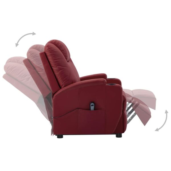 Poltrona reclinável elevatória couro artificial vermelho tinto - Image 6