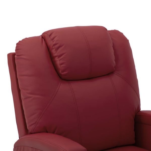 Poltrona reclinável elevatória couro artificial vermelho tinto - Image 7