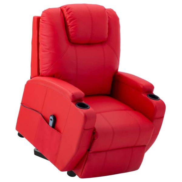 Poltrona reclinável elevatória couro artificial vermelho - Image 2