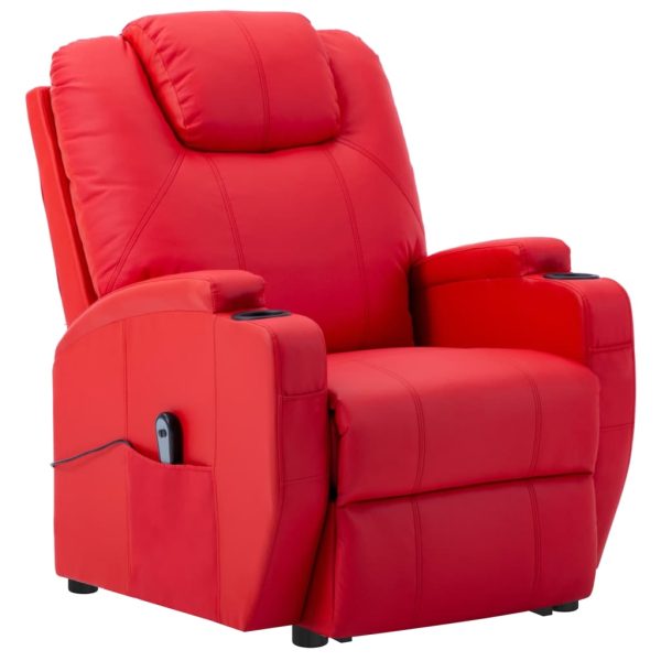 Poltrona reclinável elevatória couro artificial vermelho - Image 3
