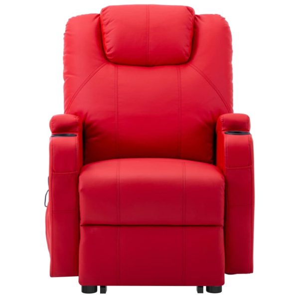 Poltrona reclinável elevatória couro artificial vermelho - Image 4
