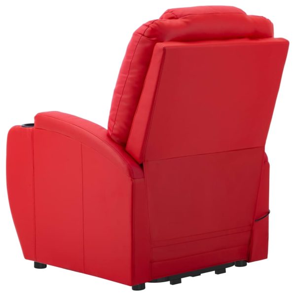 Poltrona reclinável elevatória couro artificial vermelho - Image 5