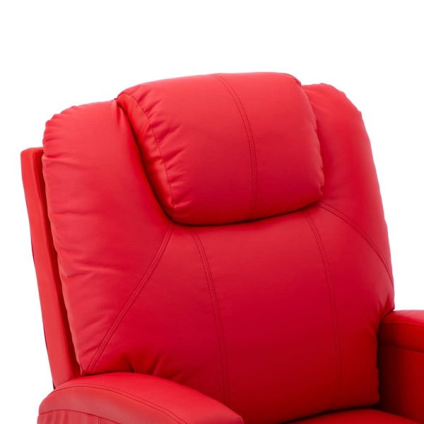 Poltrona reclinável elevatória couro artificial vermelho - Image 7