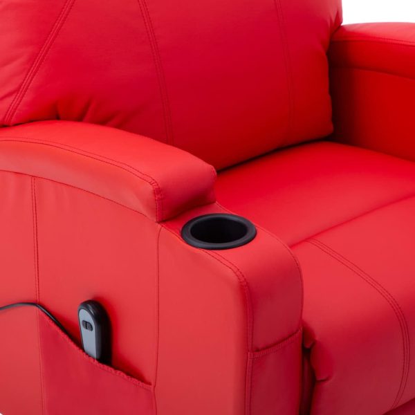 Poltrona reclinável elevatória couro artificial vermelho - Image 8