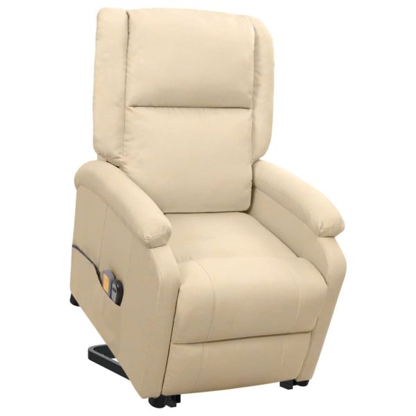 Poltrona reclinável elevatória de massagens tecido cor creme - Image 2