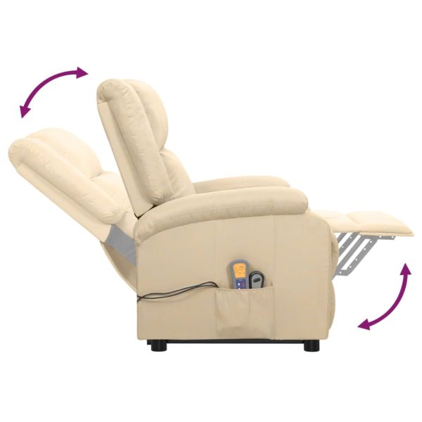 Poltrona reclinável elevatória de massagens tecido cor creme - Image 6